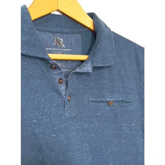 Rock & Republic Blue Space Dye Soft Iconic Polo T Shirt M - Picture 4 of 7